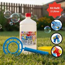 Kit Refil Para Bolha De Sabão Líquido Bubble Gun 2 Litros