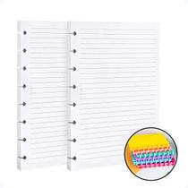 Kit Refil Pautado 90g Caderno Inteligente Ficha Pautada Para Fichário A5 160 Folhas Com Linhas