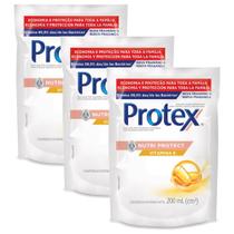 Kit Refil Sabonete Líquido Protex Nutri Protect Vitamina E 200ml com 3 unidades