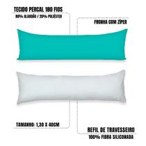 Kit Refil Silicone + Fronha Travesseiro de Corpo 1,30x40 COMPLETO Percal 180 fios
