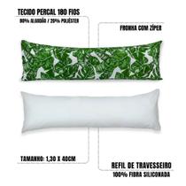 Kit Refil Silicone + Fronha Travesseiro de Corpo 1,30x40 Percal 180 fios Estampado