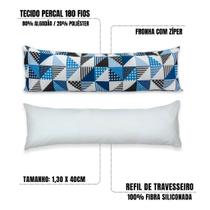Kit Refil Silicone + Fronha Travesseiro de Corpo 1,30x40 Percal 180 fios Estampado Kit Refil Silicone + Fronha Travesseiro de Corpo 1,30x40 Percal 180 fios Estampado