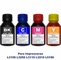 Kit Refil Tinta Compatível Impressoras L3250 L3150 L3210 L3110 L5190 544 4x100ml