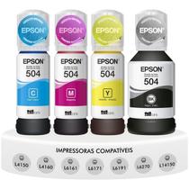 Kit Refil Tinta Original Epson T504 Ecotank Compatível Impressoras L4150 L4160 L4260 L6161 L6171 L6191 L14150 L6270