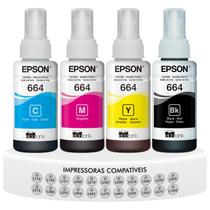 Kit Refis de Tinta 04 Cores Originais Epson T664 P/ L121 L200 L220 L300 L310 L355 L365 L375 L395 L396 L455 L475 L555