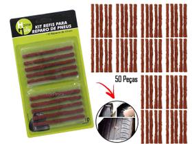 Kit Refis Para Reparo e Remendo de Pneus com 50 Peças