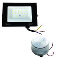 Kit Refletor de Led 50W Branco com Fotocelula bivolt