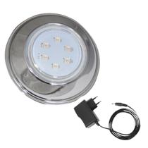 Kit Refletor Hiper Led 9W Branco Inox 316L E Fonte