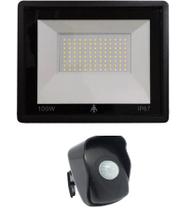 Kit Refletor LED 100w IP67 e Sensor de Presença Inteligente Externo