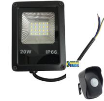 Kit Refletor LED 20w Holofote SMD IP67 e Sensor de Presença Inteligente Externo - MTX Led
