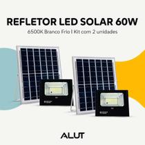 Kit Refletor Solar Led Com Sensor 60w 6500k Branco Frio 110v 220v Ip65 Até 12h Preto Alut By Avant