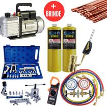 Kit Refrigeração com Bomba Vacuo, Manifold e Flangeador com Brinde