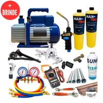 Kit Refrigeração Para Ar Condicionado Com Bomba De Vácuo 7CFM Duplo e Brinde