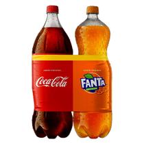 kit refrigerante cola cola + laranja fanta 2 litros cada