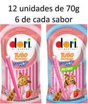 Kit Regaliz Tubo Recheado Dori (Yogurte e Yogurte Ácido) - 12 unds de 70g / 6 de cada