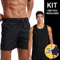 Kit Regata Academia Fitness Masculina Corrida ALGODÃO + Shorts Tactel ELASTANO 713 - Iron