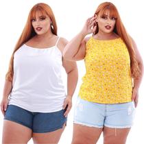 Kit Regata Básica Plus Size Viscose e Cetim
