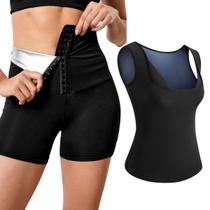 Kit Regata Bermuda Short Sauna Redutora De Medidas Térmico De Compressão Feminino Fitness Para Academia