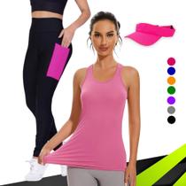 Kit REGATA DRY Tecido Furadinho + CALÇA leg LEGGING BOLSOS + Viseira DRY Conjunto Fitness 1006