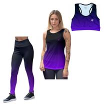 Kit Regata Feminina Top Cropped Treino Calça Legging Confortável Ginástica Musculação