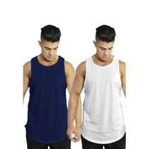 Kit Regatas Longline Marol Azul e Branca Algodão 30.1 Basic
