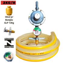Kit Registro Gás Cozinha Botijão Regulador Mangueira pvc 2 metros