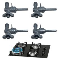 Kit Registro Ramal Válvula com Rosca Fogão Cooktop Fischer 4 Bocas com Tripla Chama 9788 Original