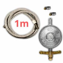 Kit Registro Regulador Click Gás Apis Delta e Mangueira Flexível de aço Tamanho:1m Kit Registro Regulador Click Gás Apis Delta e Mangueira Flexível de aço Tamanho:1m