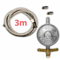 Kit Registro Regulador Click Gás Apis Delta e Mangueira Flexível de aço Tamanho:3m