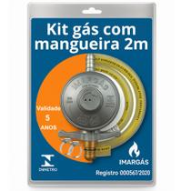 Kit Registro Regulador Gás de Cozinha para Botijão P13 Com Mangueira 2m e 2 Abraçadeiras