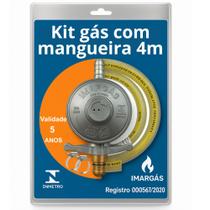 Kit Registro Regulador Gás de Cozinha para Botijão P13 Com Mangueira 4m e 2 Abraçadeiras