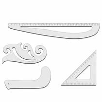 Kit Régua Corte Costura Modelagem Alfaiate 8036 Acrilic Mini Kit Régua Corte Costura Modelagem Alfaiate 8036 Acrilic Mini