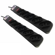 Kit Régua Extensão Elétrica Filtro De Linha 5 Tomadas 2 Und Kit Régua Extensão Elétrica Filtro De Linha 5 Tomadas 2 Und