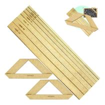 Kit Régua Gabarito Cartonagem Encadernação Fio De Cabelo Mdf