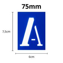 Kit Régua Letras E Números Vazados 75mm Tamanhos Escolar