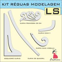 Kit régua modelagem gabarito curva acrílico costura LS Fenix Kit régua modelagem gabarito curva acrílico costura LS Fenix