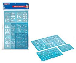 Kit Régua NORMOGRAFO 10/20/30 Plastico AZUL