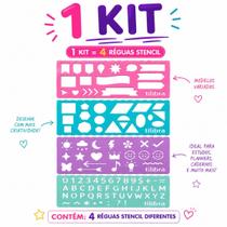 Kit Régua Stencil Fun com 4 Unidades -Tilibra -