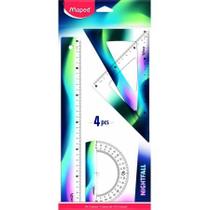 Kit Reguas Geometricas 1º Grau - Maped Nightfall 4 Pcs Kit Reguas Geometricas 1º Grau - Maped Nightfall 4 Pcs