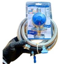 Kit Regulador de Gás Click Blue com Registro e Mangueira Malha para Fogão Kit Regulador de Gás Click Blue com Registro e Mangueira Malha para Fogão