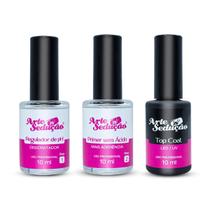 Kit Regulador pH + Primer Sem Ácido + Top Coat Alto Brilho