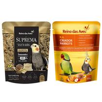 Kit Reino das Aves - Mix de Sementes Suprema Selecta Grãos 700g + Farinhada R.A Criador Parrots 400g