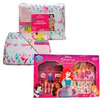 Kit Reino Encantado Princesas com Colcha 2Pçs e Maleta de Pintura - TOYNG