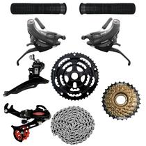 Kit Relação 21 Marchas Bicicleta Completo Trocadores Rapid Fire Catraca Câmbio Dianteiro e Traseiro Corrente Manoplas Kit Relação 21 Marchas Bicicleta Completo Trocadores Rapid Fire Catraca Câmbio Dianteiro e Traseiro Corrente Manoplas