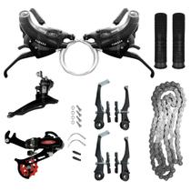 Kit Relação 21 Marchas Bicicleta Rapid Fire + Freio V-brake Bike MTB