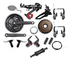 Kit Relação 21v Marchas Bicicleta Completo Pedivela + Freio