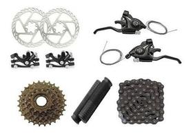 Kit Relação Bicicleta Transmissão 21 Velo + Freios A Disco