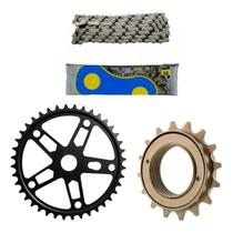 Kit Relação Bike Monark Caloi Mtb Catraca Corrente Coroa. Cor Preto