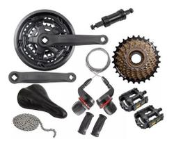 Kit Relação Bike Pedivela Catraca Corrente Trocador Selim Pe Kit Relação Bike Pedivela Catraca Corrente Trocador Selim Pe