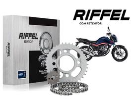 Kit relação cg/ titan/ fan/ cargo/ start 160 com retentor - aço 1045 reforçada riffel Kit relação cg/ titan/ fan/ cargo/ start 160 com retentor - aço 1045 reforçada riffel